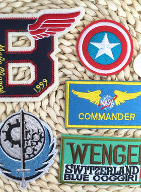 瑞士文根WENGEN毛衣服装饰贴布贴花字母B翅膀徽章美国队长臂章