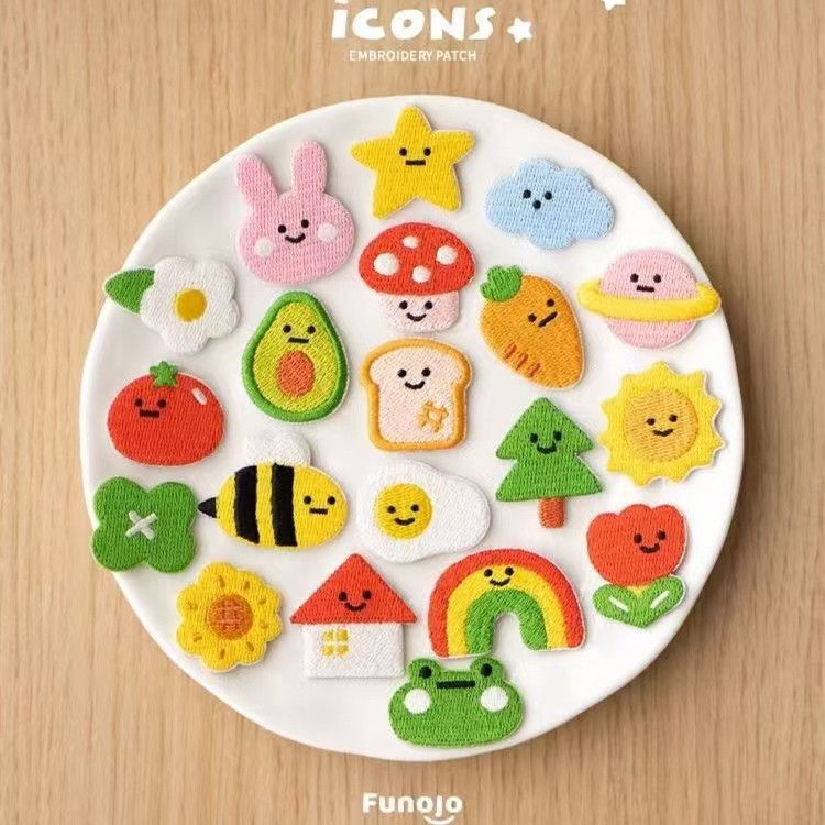 卡通可爱小物刺绣贴粘贴小布贴手机壳羽绒服背包百搭装饰贴纸套装