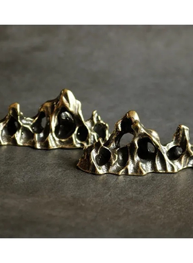 实心纯黄铜办公桌面假山小摆件古铜茶宠饰品工艺品礼品手把玩件