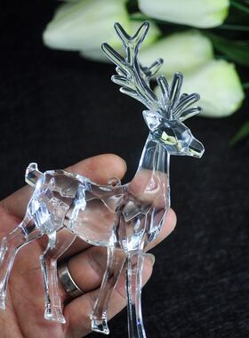 圣诞树装饰品配饰圣诞节透明亚克力麋鹿