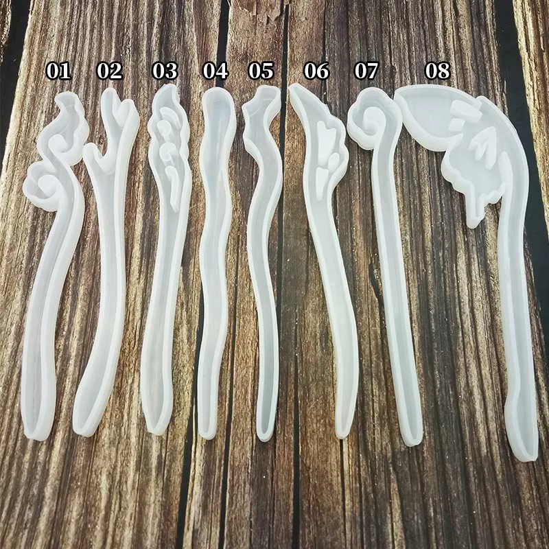 发簪硅胶模具饰品发簪模具簪子发钗发夹盘发发饰水晶滴胶硅胶模具
