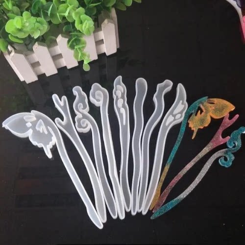 小巧手饰品店diy水晶滴胶发簪硅胶模具饰品复古风发簪硅胶模具