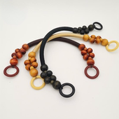 串珠手把 塑胶木珠手挽 diy箱包木珠手挽 复古编织木珠提手