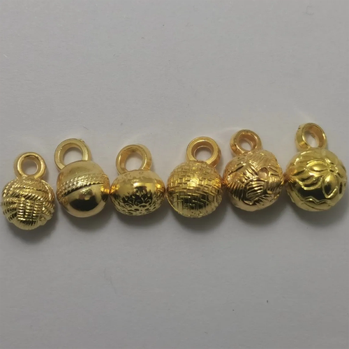 仿铃铛球形塑料复古圆葫芦汉服唐装旗袍古铜鎏金银坠盘纽扣子配件