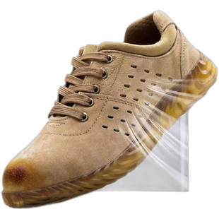 夏季透气孔猪皮劳保鞋牛筋底防砸防刺穿工作鞋轻便防滑工地安全鞋