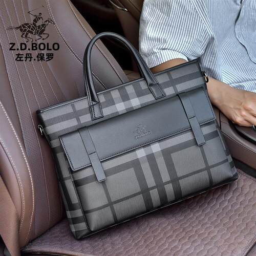 ZDBOLO/左丹保罗公文包男士单肩包时尚手提包真皮商务文件包手拿