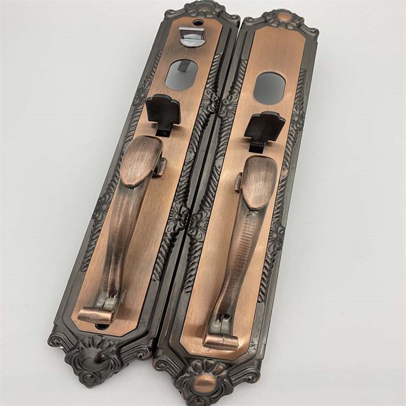 老式铝合金按压门锁大门防盗门把手欧式风格豪华按压天地拉手