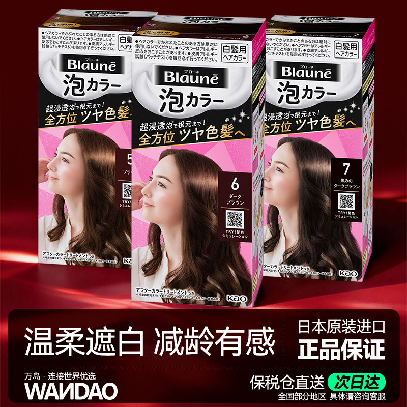 KAO/花王遮白泡沫染发剂黑褐日本