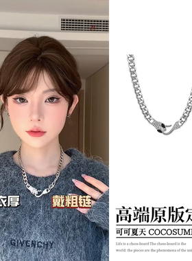 蛇衔尾粗款项链毛衣链小众个性
