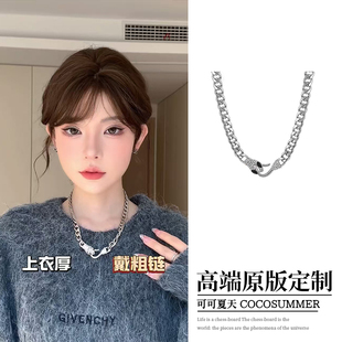 蛇衔尾粗款项链毛衣链小众个性颈饰品女轻奢设计感时尚choker颈链