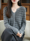 宽松慵懒针织衫 软糯花纱V领毛衣女2025秋冬新款 小香风内搭打底衫