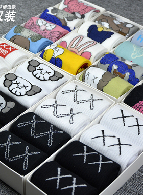 xx袜子中筒芝麻街卡通动漫男女嘻哈滑板史努比潮流袜纯棉网红抖音