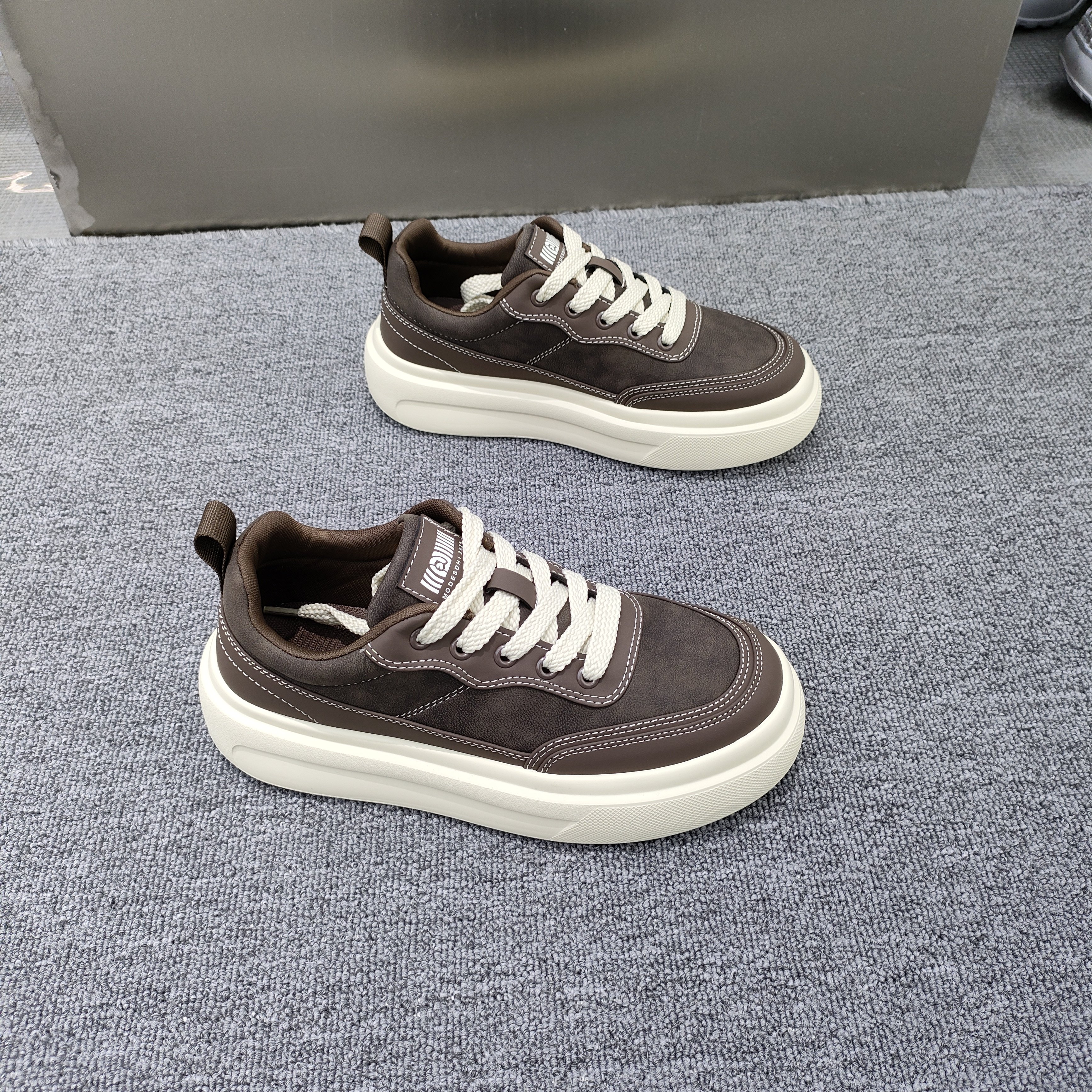 2025秋季新款时尚百搭帆布皮面鞋潮流百搭轻便系黑色休闲鞋板鞋7,流行男鞋,时尚休闲鞋,淘宝优惠券,粉丝福利购,淘宝优惠卷