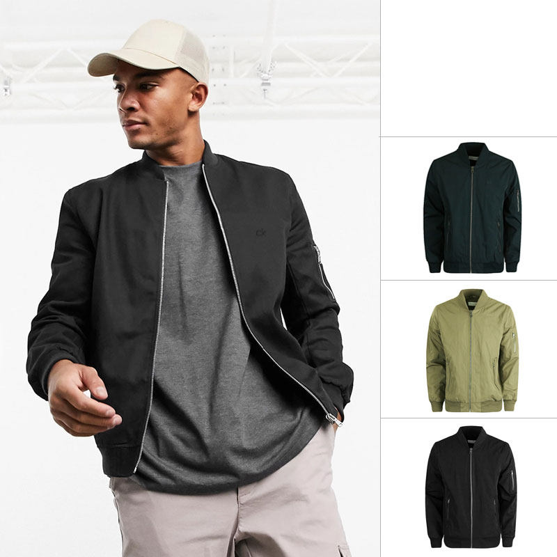 Calvin Klein/CK男士春秋新款休闲飞行夹克立领拉链百搭外套直邮