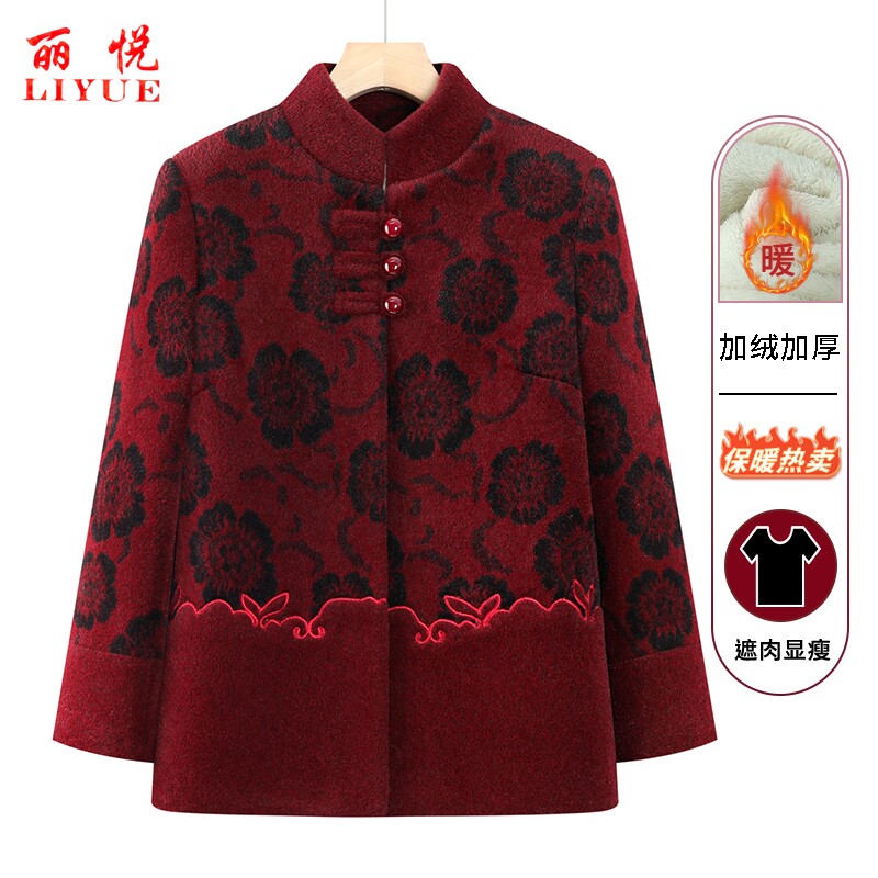 奶奶秋冬保暖外套中老年人女装妈妈装冬装加绒加厚70岁老太太衣服
