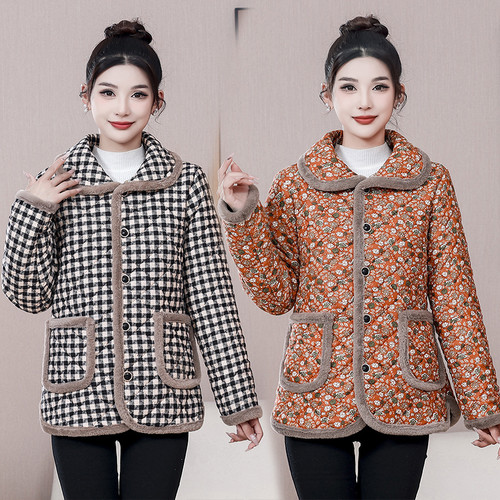 棉衣丽悦服饰格子秋冬减龄休闲