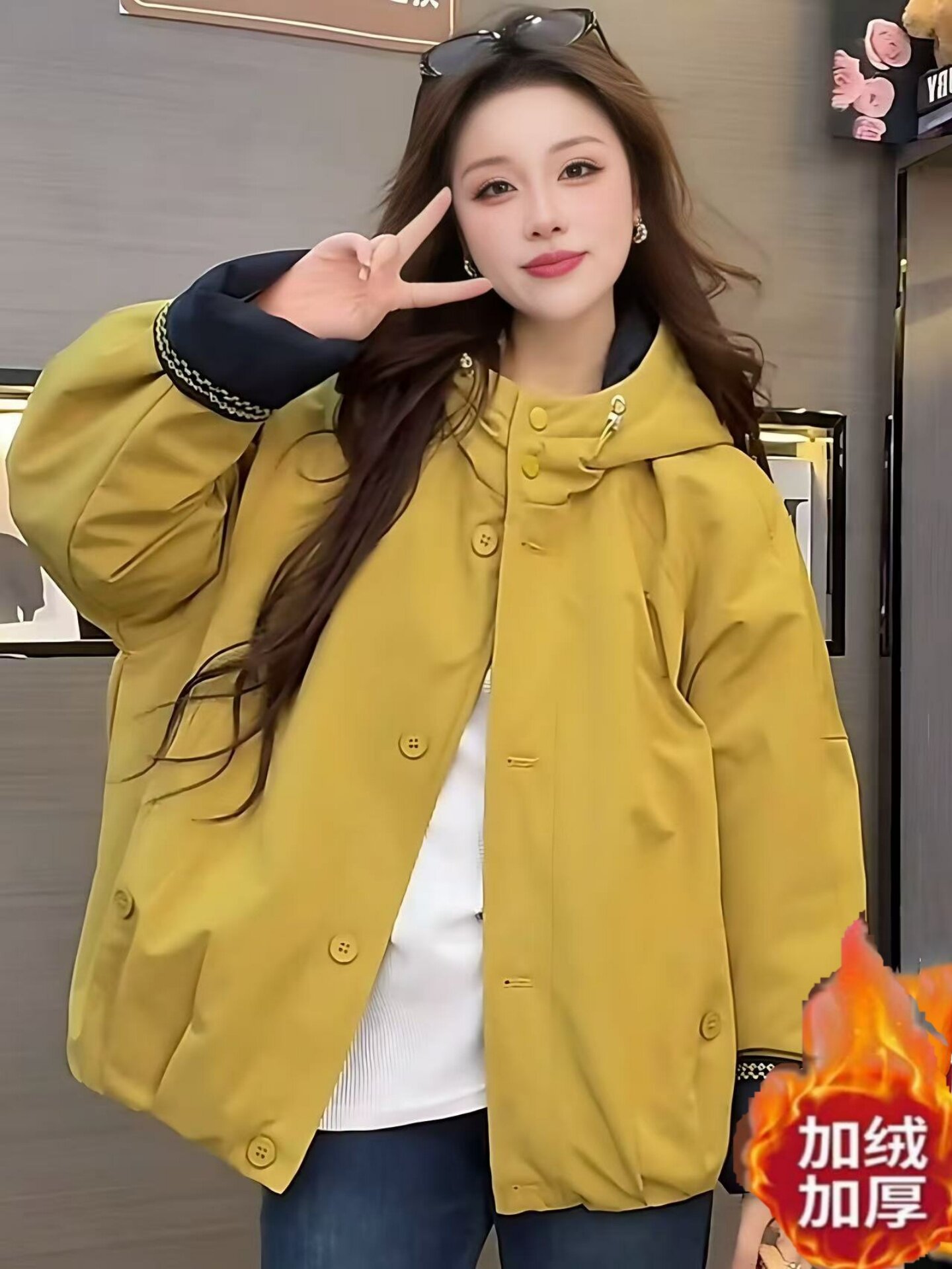 韩版连帽棉服女加绒加厚外套2025秋冬时尚休闲拼接棉衣显瘦保暖衣