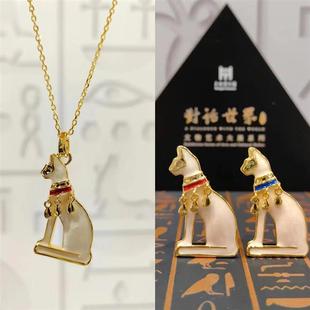 古埃及文创可爱猫咪项链高颜值精美古斯特小猫耳钉ins小众饰品女
