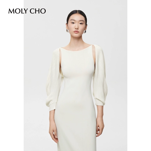 Майка, приталенное платье, дизайнерская длинная юбка, красивая спина, средней длины, тренд сезона