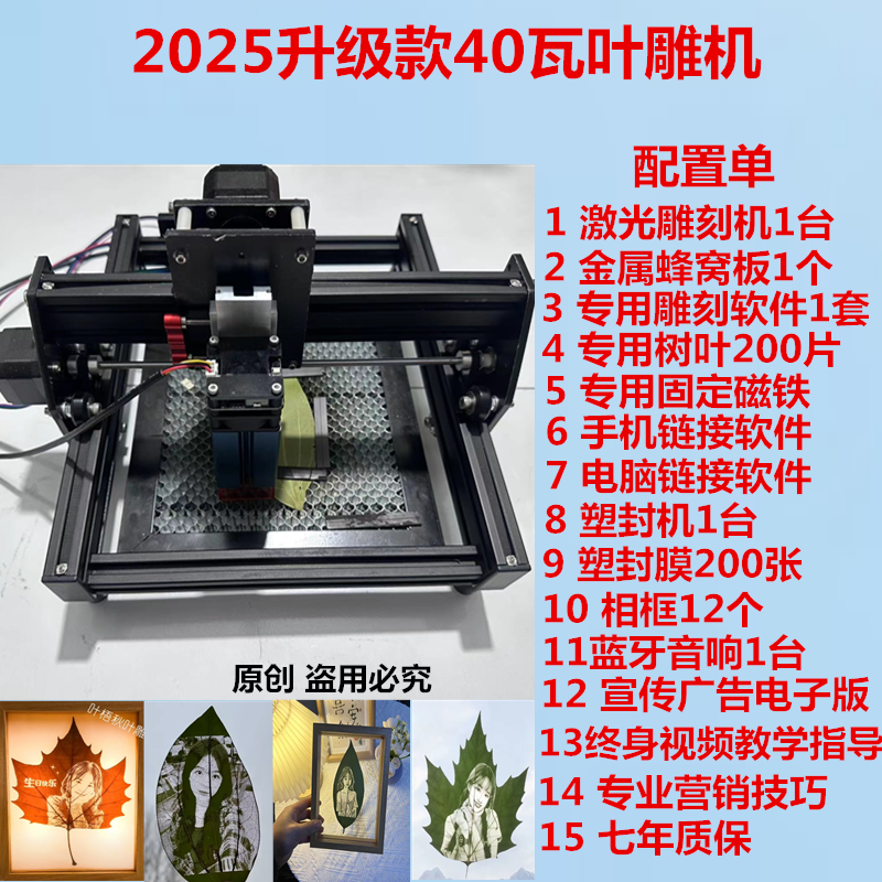 网红同款激光叶雕机摆摊设备小型全自动树叶打印照片机器户外创业