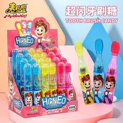 麦兜星闪光牙刷玩具糖果跳跳糖趣味创意超市批发儿童零食