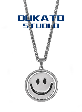 DUKATO新款旋转笑脸项链双面吊坠日韩时尚潮ins 钛钢嘻哈情侣饰品