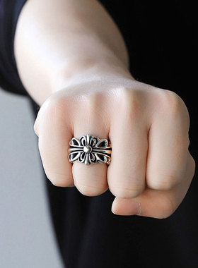 日韩男女不掉色十字架戒指送礼品