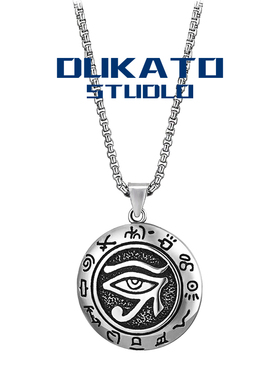 DUKATO复古荷鲁斯之眼吊坠钛钢项链欧美新品创意情侣嘻哈男士饰品