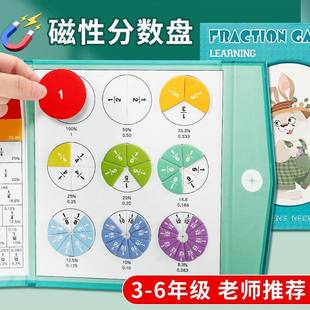 磁吸分数盘教具磁性三年级数学学习盘套装分数初步认识加减演示器