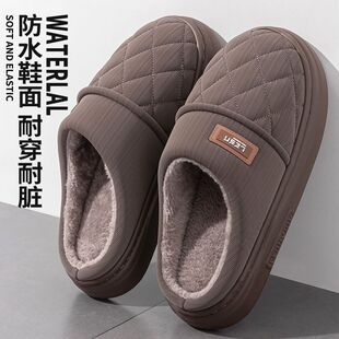 2025新款 冬季 室内家居防滑保暖毛毛鞋 防水老人棉拖鞋 拖鞋 男款 男士