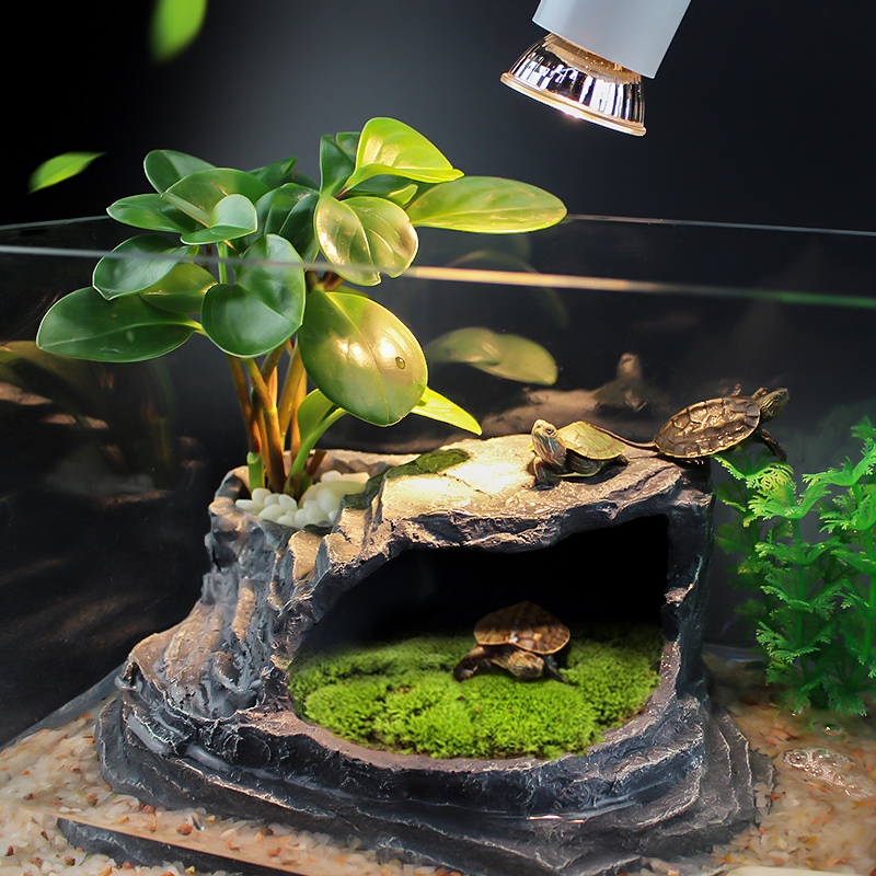 乌龟晒台爬台造景晒背台大号水龟缸爬梯晒背台躲避洞穴巴西龟洞屋