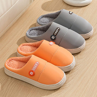 秋冬羽绒布棉拖鞋女室内居家用加厚保暖毛绒棉拖男外穿情侣月子鞋