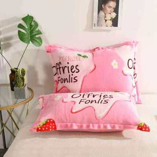 法兰绒枕套一对装加厚珊瑚绒枕芯套毛绒枕皮成人单人枕用枕头套装