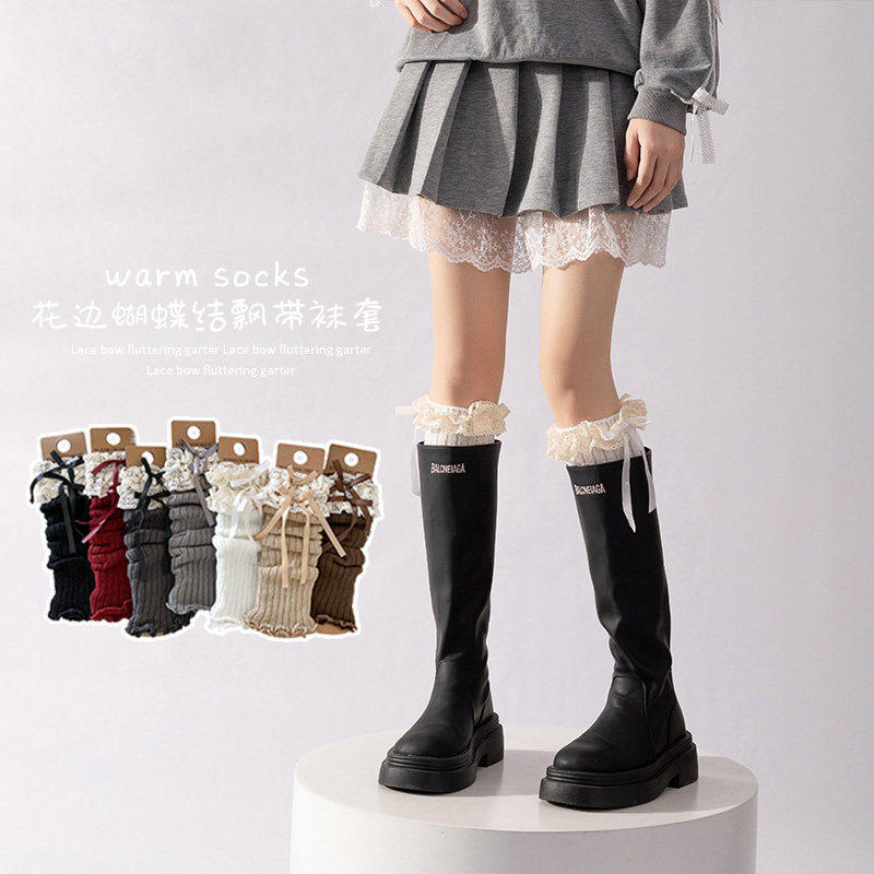 日系甜美风Lolita腿套女秋冬款芭蕾风小腿袜蕾丝花边飘带堆堆袜套,女士内衣/男士内衣/家居服,长筒袜,淘宝优惠券,粉丝福利购,淘宝优惠卷