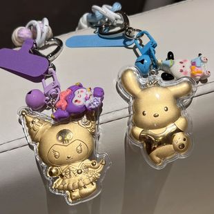 足金999黄金库洛米玉桂狗帕恰狗送朋友礼物手机链挂绳钥匙扣挂件