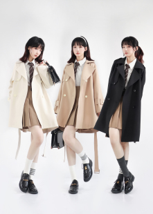 仲春二四 显瘦大衣 风衣外套女小个子中长款