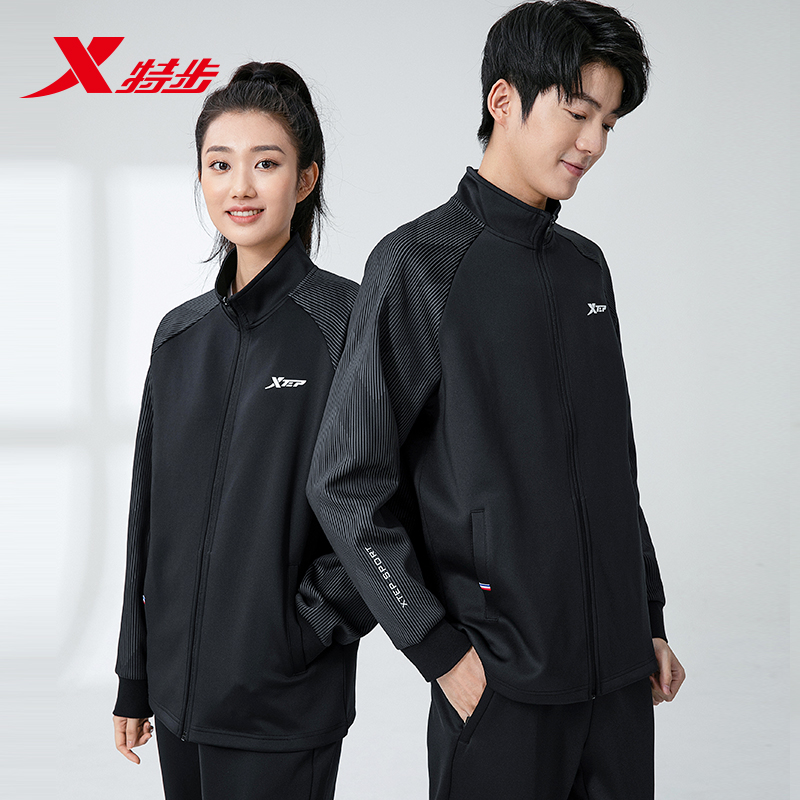 特步2025新款男女同款运动休闲夹克外套网球匹克球跑步比赛训练服