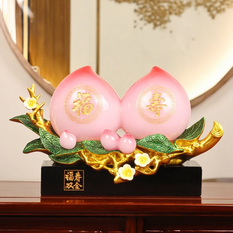 家居摆件福寿双全寿桃摆件老人长辈生日祝寿礼物送礼品工艺品高档
