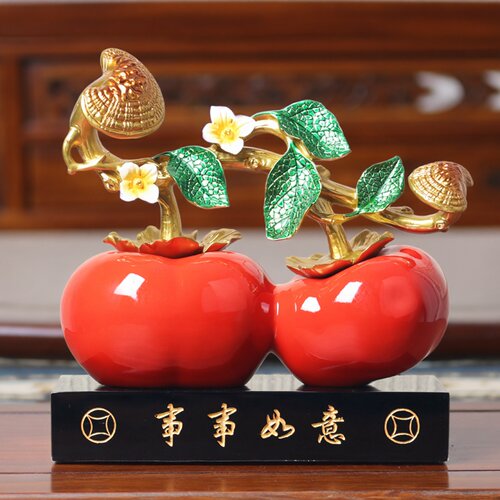 森木桐事事如意柿子装饰摆件