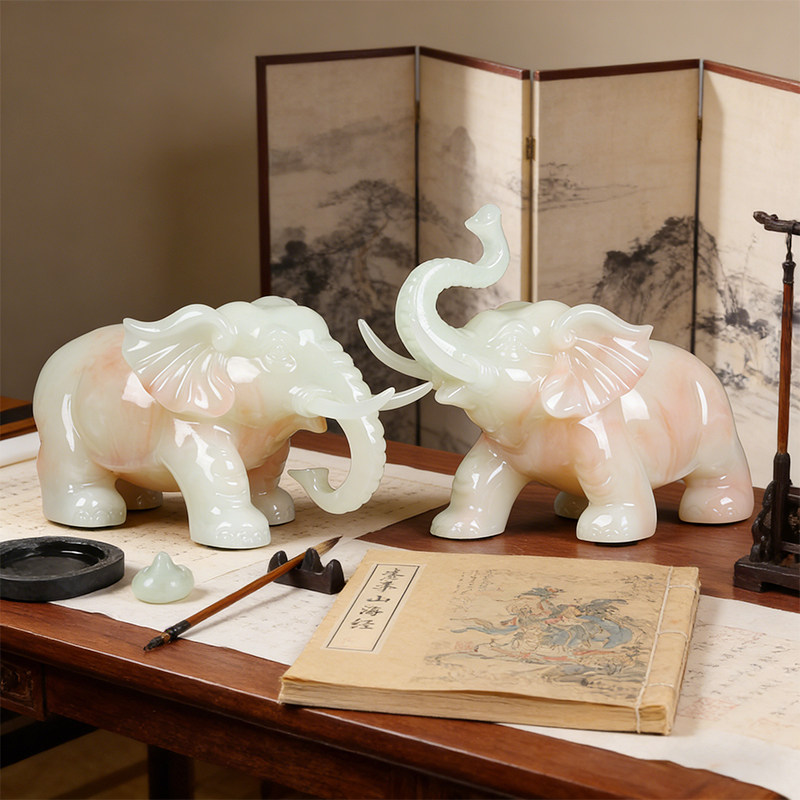 新款大象摆件一对家居客厅玄关酒柜办公室装饰品高档乔迁新居礼物,家居饰品,桌面摆件,淘宝优惠券,粉丝福利购,淘宝优惠卷