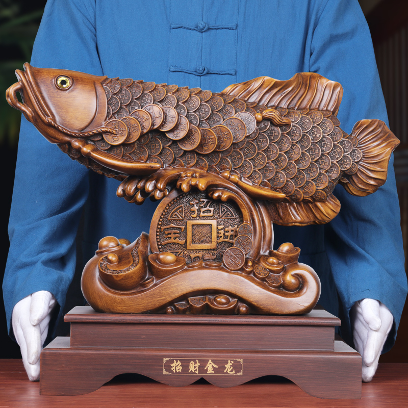 招财金龙鱼摆件家居客厅酒柜办公室店铺创意装饰招财开业工艺礼品