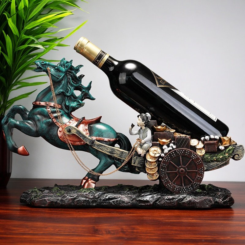 马到成功轻奢创意红酒架酒柜摆件乔迁新居礼品葡萄酒装饰品餐边柜