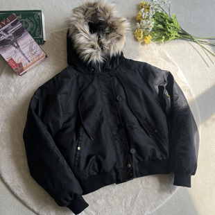Xanvas毛领改良n2b棉服尼龙bomber夹克连帽外套可拆卸毛保暖百搭