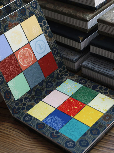 艺墨轩微喷宋锦九宫格吉语册页3cm文创拼接彩色方块小品宣纸册页