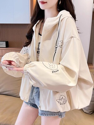 初中生学院风工装外套女秋装2025新款高中学生少女宽松连帽夹克衫