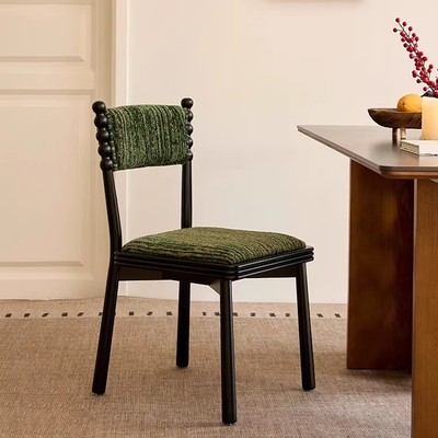 法式餐椅舒适餐厅复古家用软包靠背化妆中古风设计师实木餐桌椅子