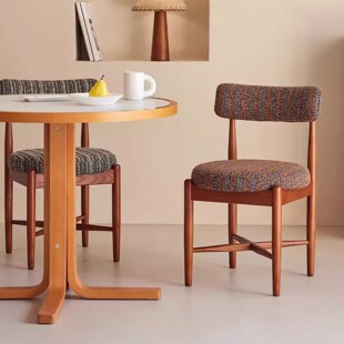 chair白蜡木餐椅设计师款家用靠背椅法式复古实木餐椅中古风椅子