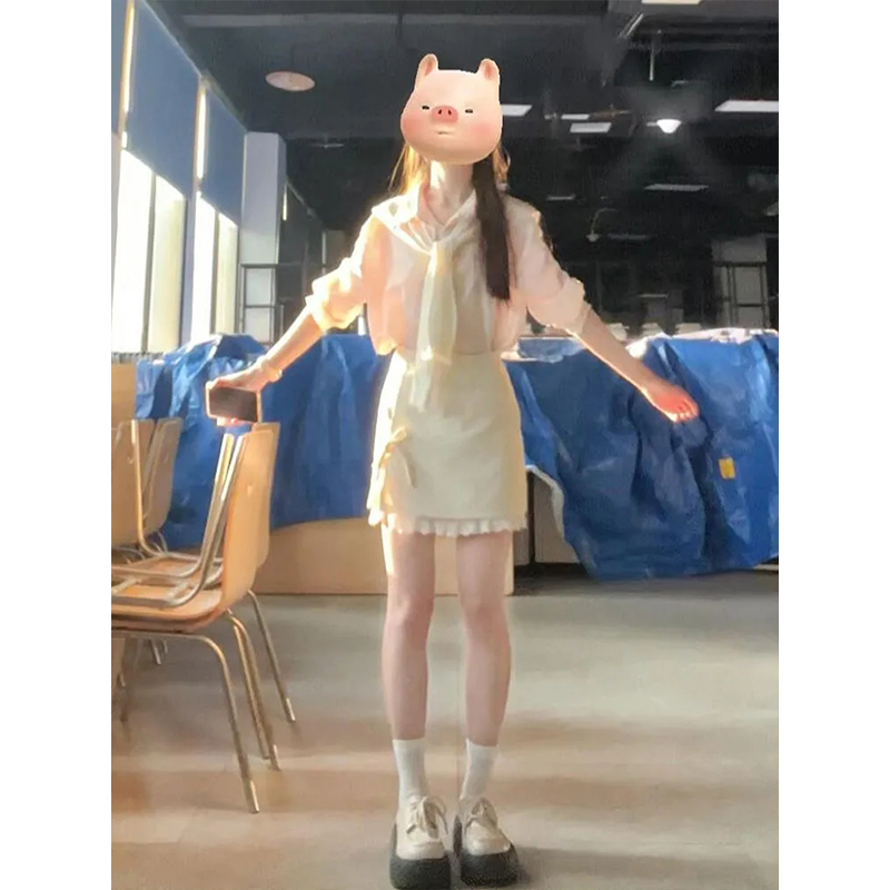 披肩衬衫蕾丝拼接短裙通勤套装女