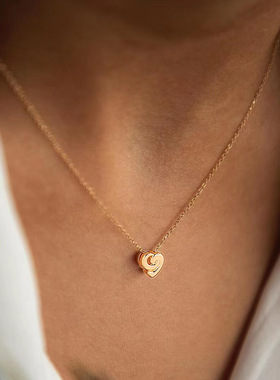 跨境新款漩涡爱心项链ins风欧美