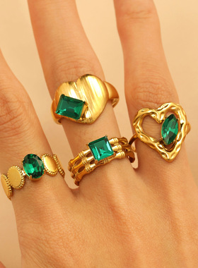 欧美ins网红首饰18K金不锈钢镶嵌